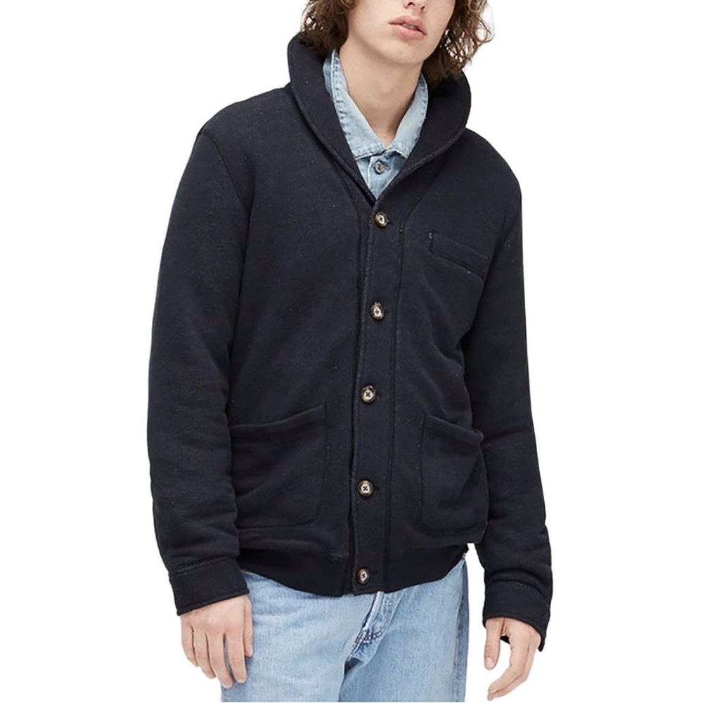 UGG Men's Closet Keepsake Timeless Sherpa Lined Black Shawl Cardigan Sz XL GUC